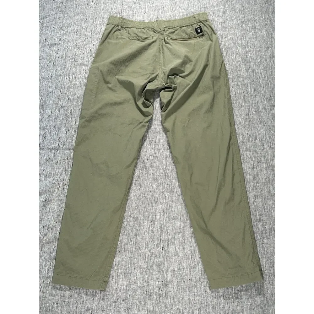 Wrmfzy Pants Mens Large Green Ripstop Tactical Cargo Elastic Waist Stretch